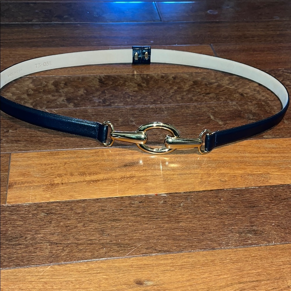 Ladies Talbots Size Large Adjustable Genuine Calfskin Dark Navy Belt